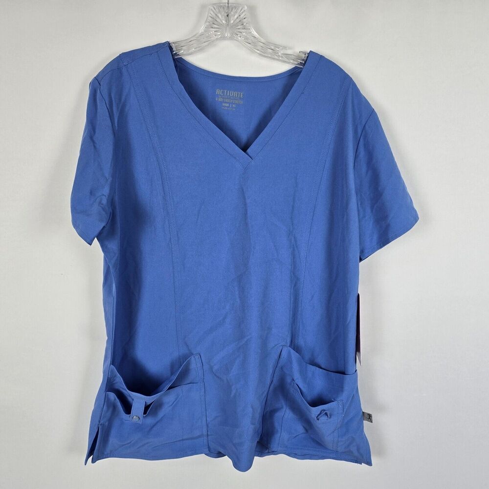 Med Couture Activate 4 Way Stretch Scrub Top Medical Blue - Ceil Women's Size XL